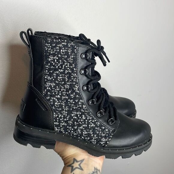 Sorel Lennox Tweed Lace Cozy Bootie Lamb Fur Size 5.5 NWT - Picture 1 of 6